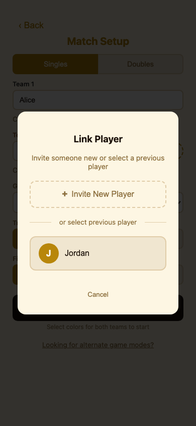 Player invite screen