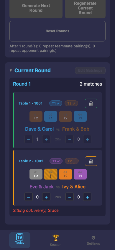Monitoring match progress
