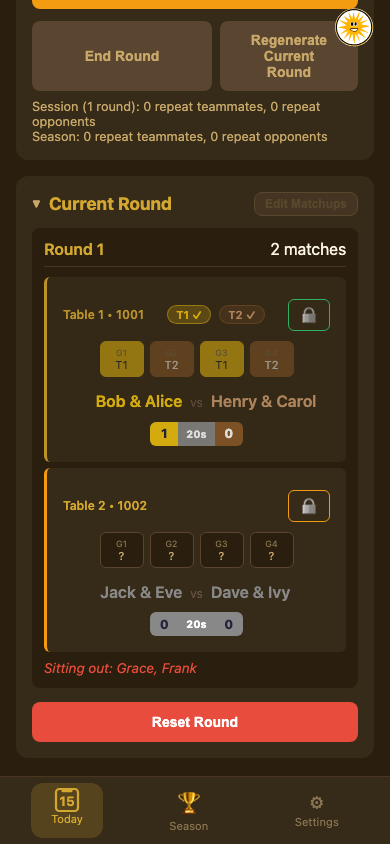 Monitoring match progress