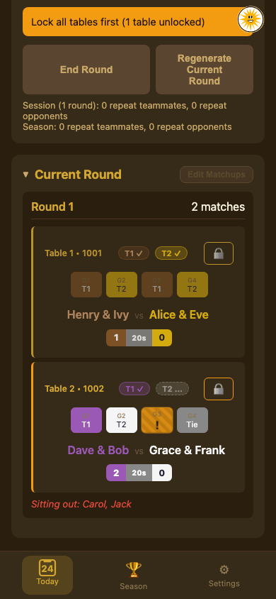 Monitoring match progress