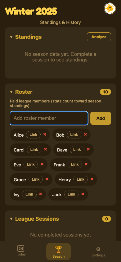Season roster