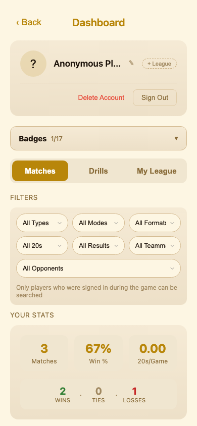 Player Dashboard
