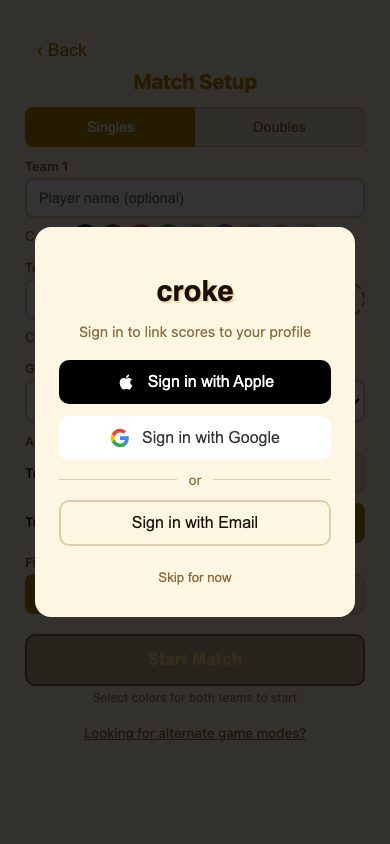 Sign in options